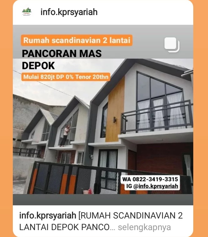 Rumah scandinavian 2lantai Pancoran mas Depok