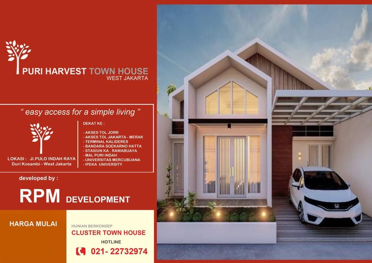 Dijual Rumah Puri Harvest Townhouse, Duri Kosambi, Jakarta Barat