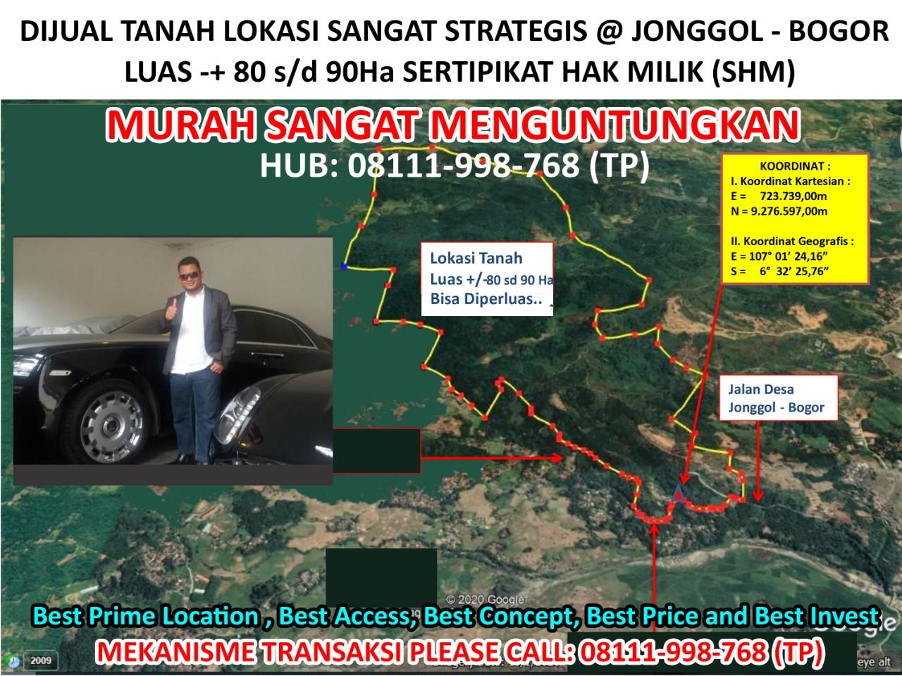 Dijual Tanah Strategis, Luas 80-90 Hektar di Jonggol, Bogor