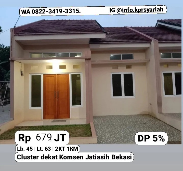 Rumah ready Cluster dekat Komsen Jatiasih Bekasi