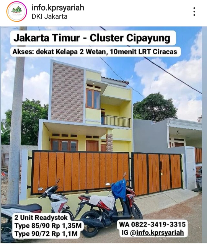 Rumah ready dalam Cluster Cipayung Jakarta Timur