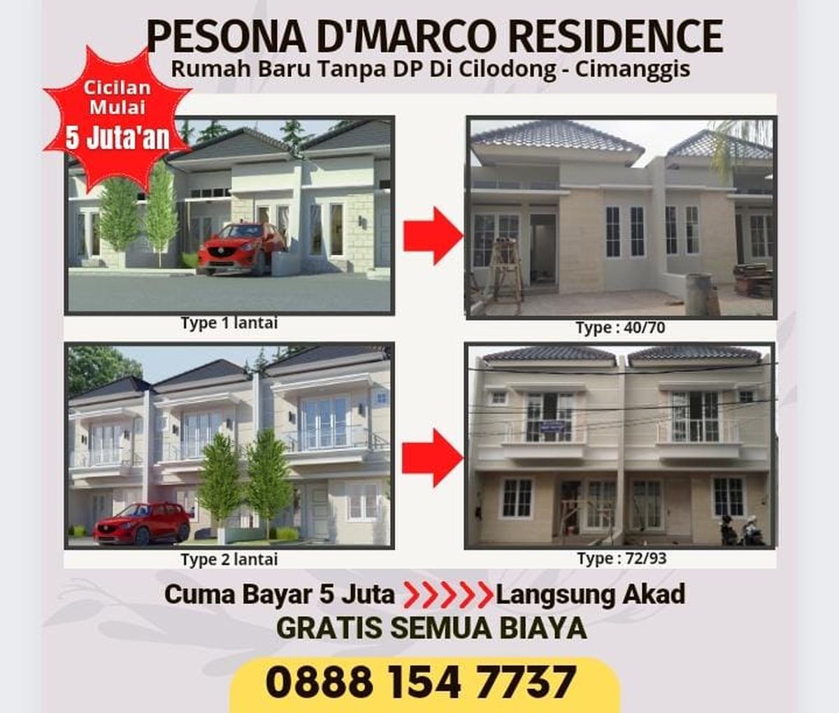 Rumah DP 0% Pesona DMarco Residence, Cilodong – Cimanggis MP409