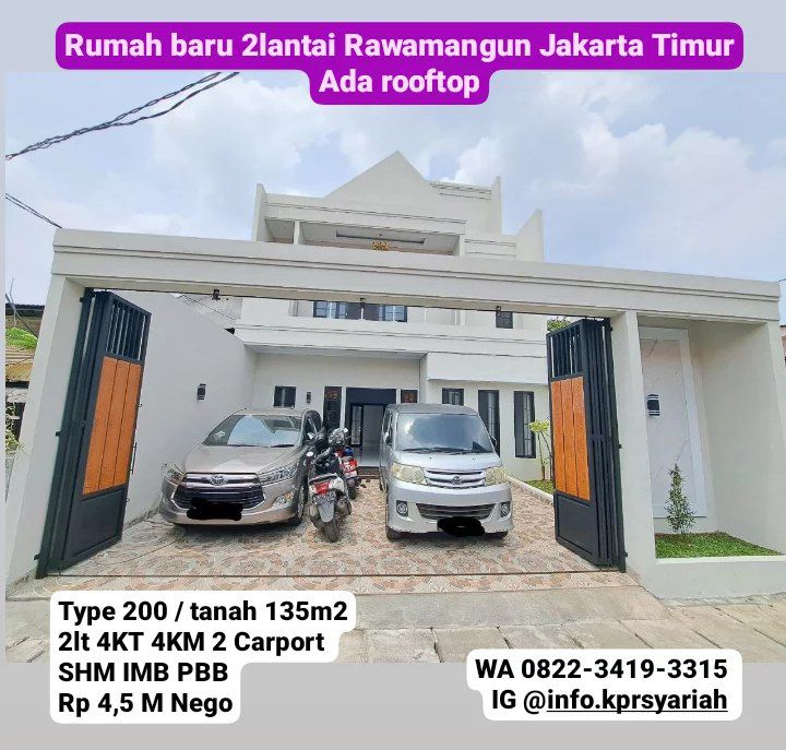 Rumah baru 2lantai Rawamangun Jakarta Timur ada rooftop