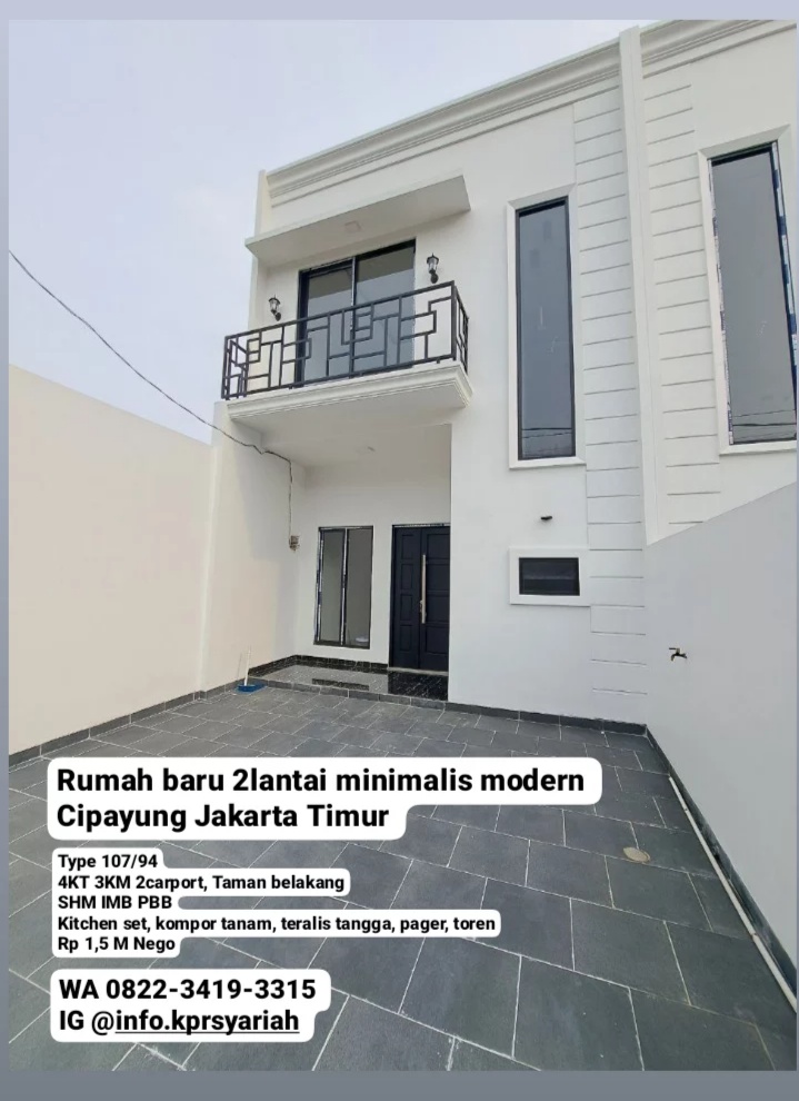 Rumah baru 2lantai minimalis modern Cipayung Jakarta Timur