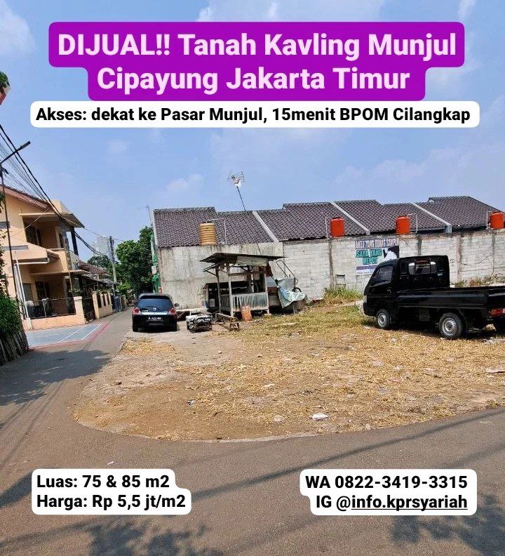 Tanah kavling dekat Pasar Munjul Cipayung Jakarta Timur