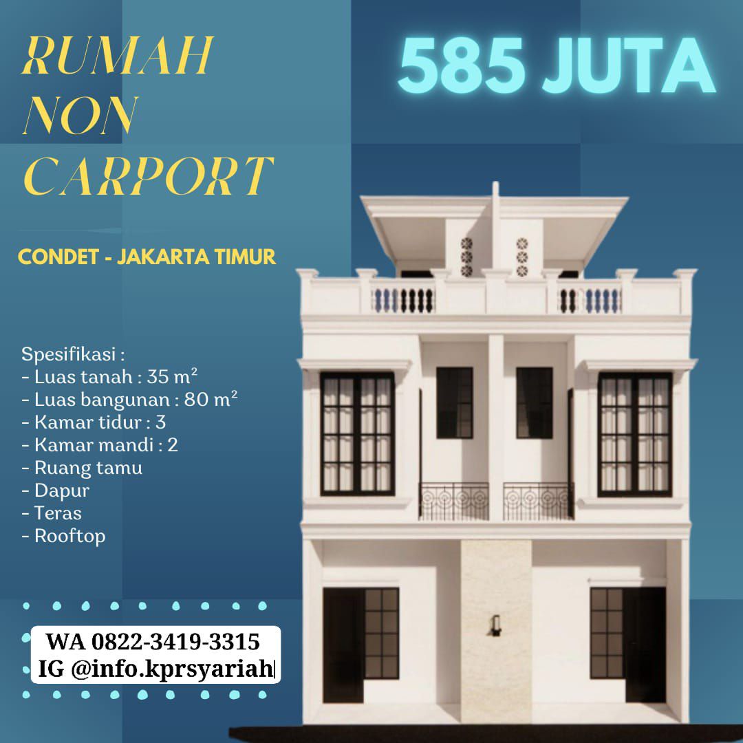 Rumah murah 2lantai rooftop model classic Condet Jakarta Timur