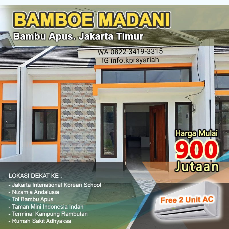 Cluster Madani Residence Bambu Apus Jakarta Timur dekat TMII