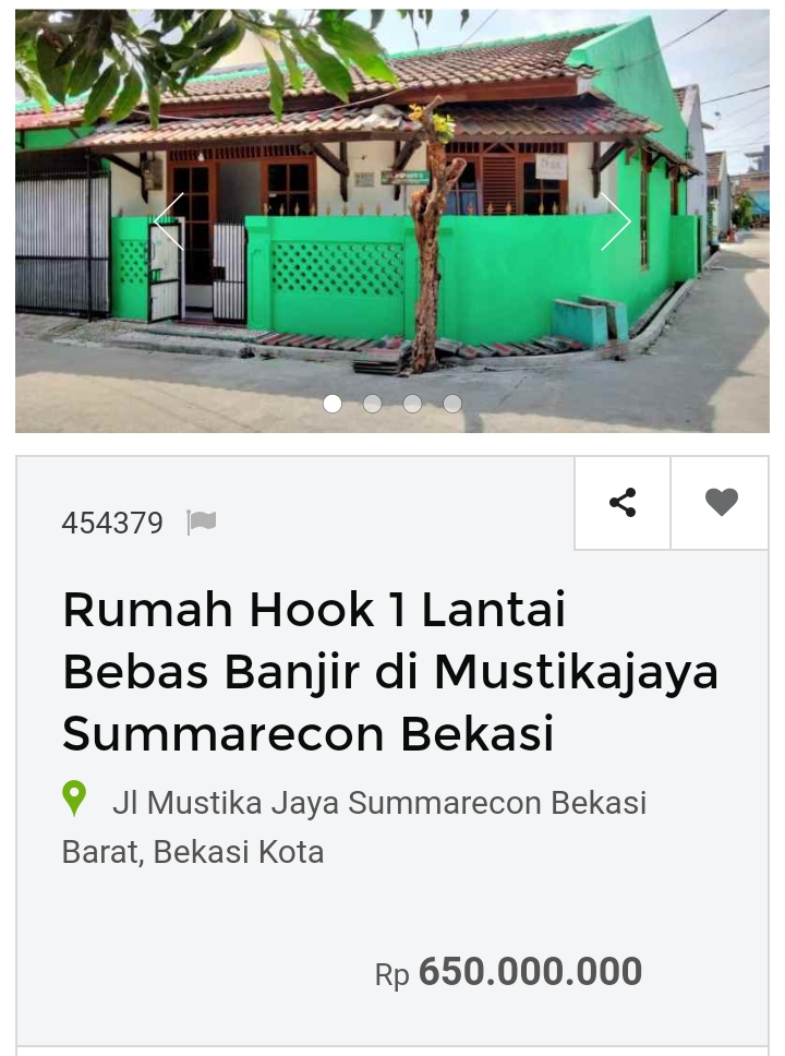 RUMAH 1 LANTAI BISA KPR DALAM KOMPLEK DEKAT SUMMARECON BEKASI