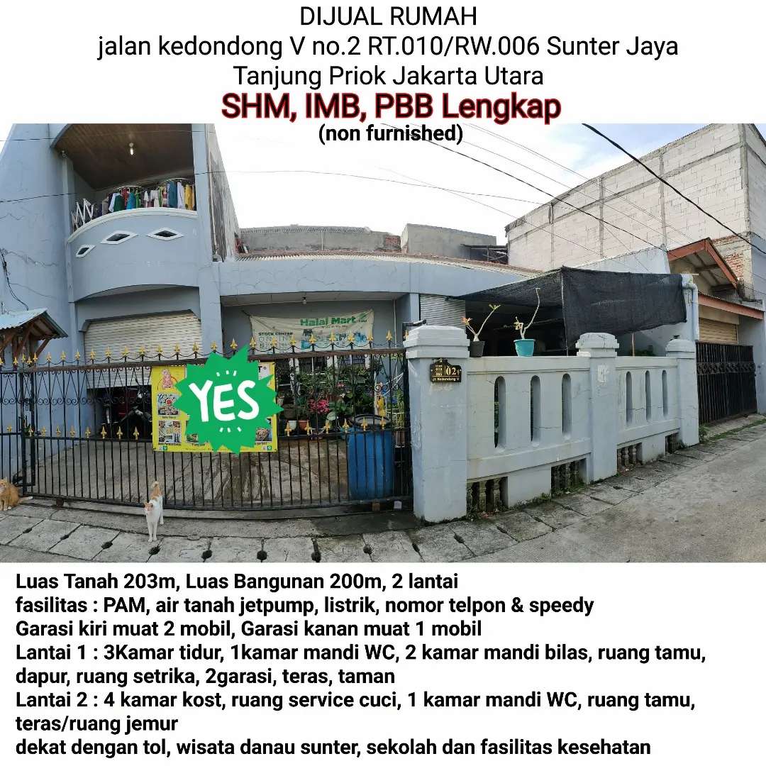 Rumah Akses 1 Mobil Area Sunter Jaya, 500 Meter Ke Jalan Danau S