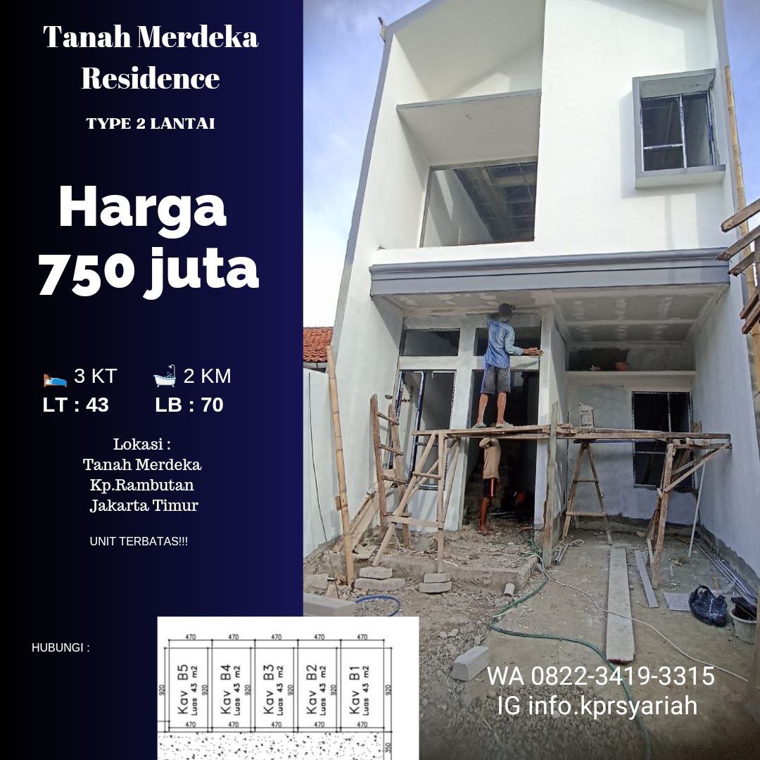 Rumah baru Tanah Merdeka Residence Kampung Rambutan Jakarta Timu