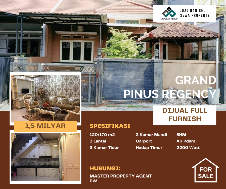 Dijual rumah super strategis di Pinus Regency full furnished
