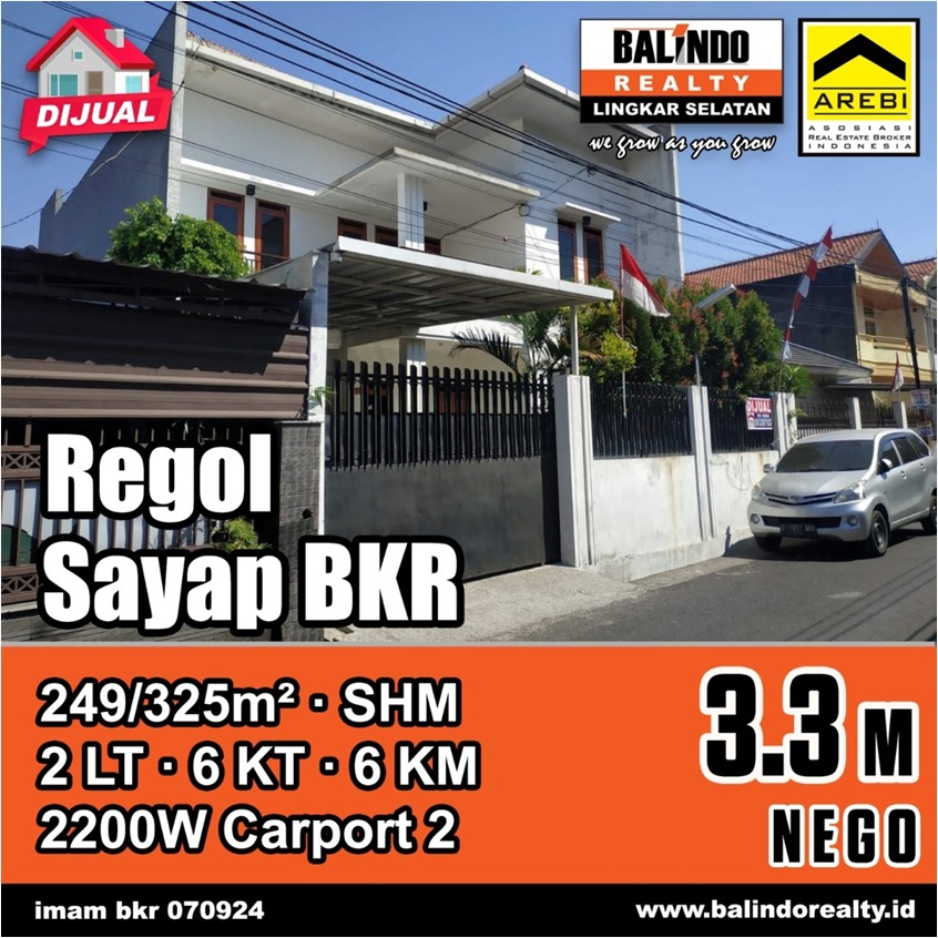 Dijual Rumah 2 Lantai di Sayap BKR