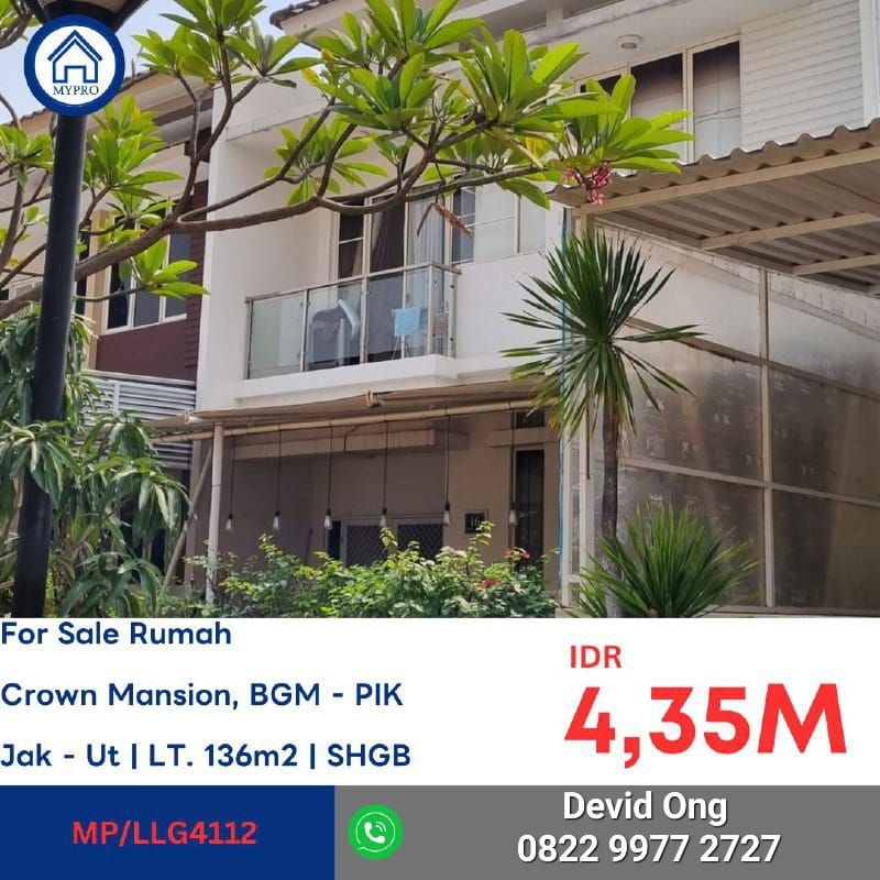 Dijual Rumah MURAH Crown Mansion PIK Jakarta Utara