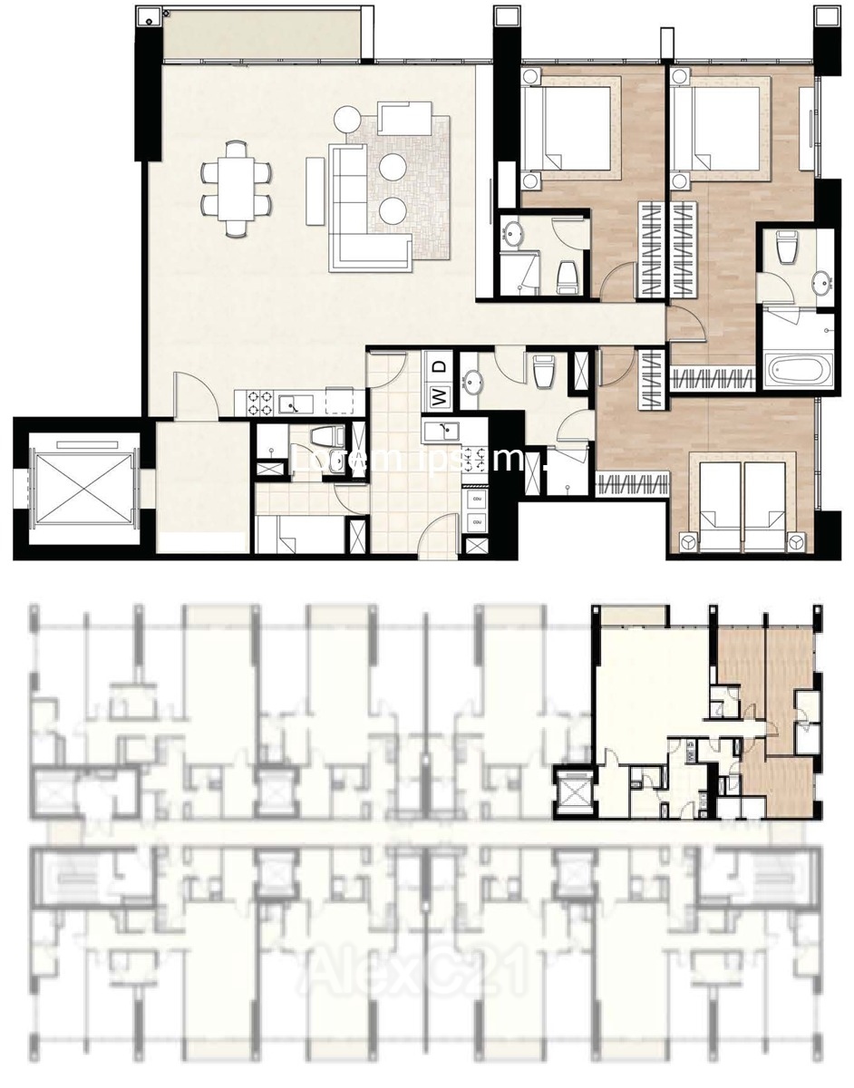 Dijual dan disewakan 3 bedrooms Private Lift  Izzara Apartemen