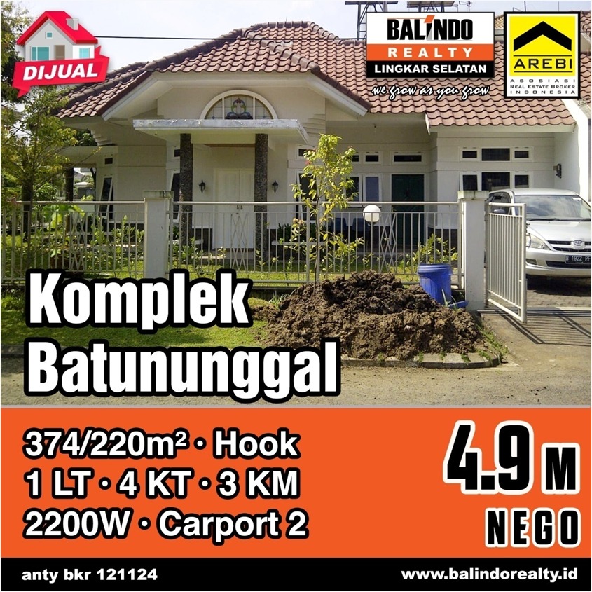 Dijual Rumah Hook di Komplek Batununggal