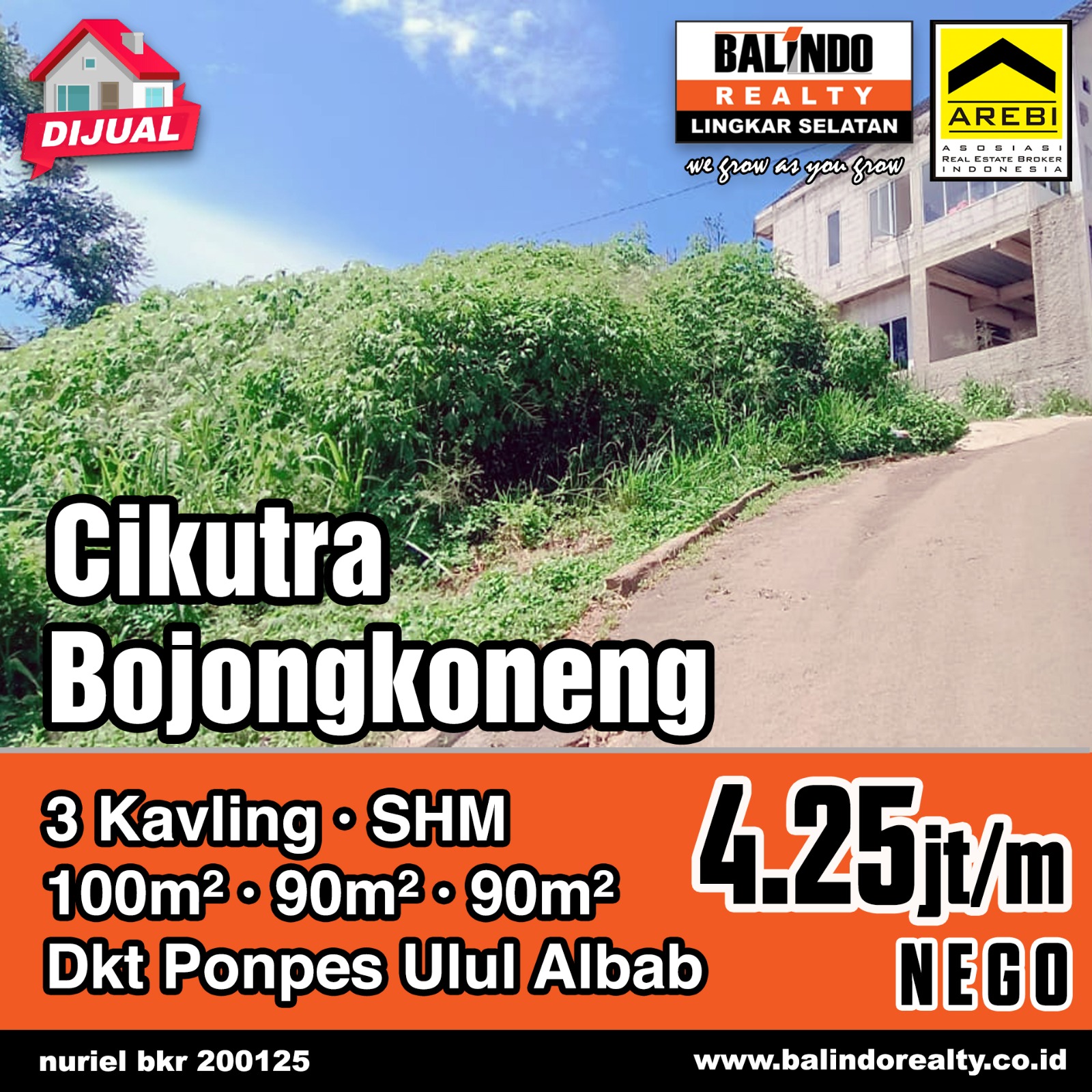 Dijual Tanah 3 Kavling di Bojongkoneng