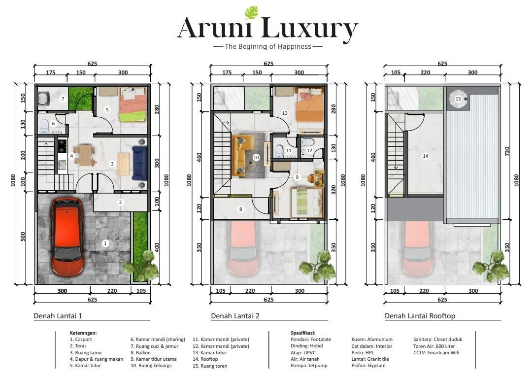 Rumah Cluster exclusive 2lantai rooftop dekat GDC Depok