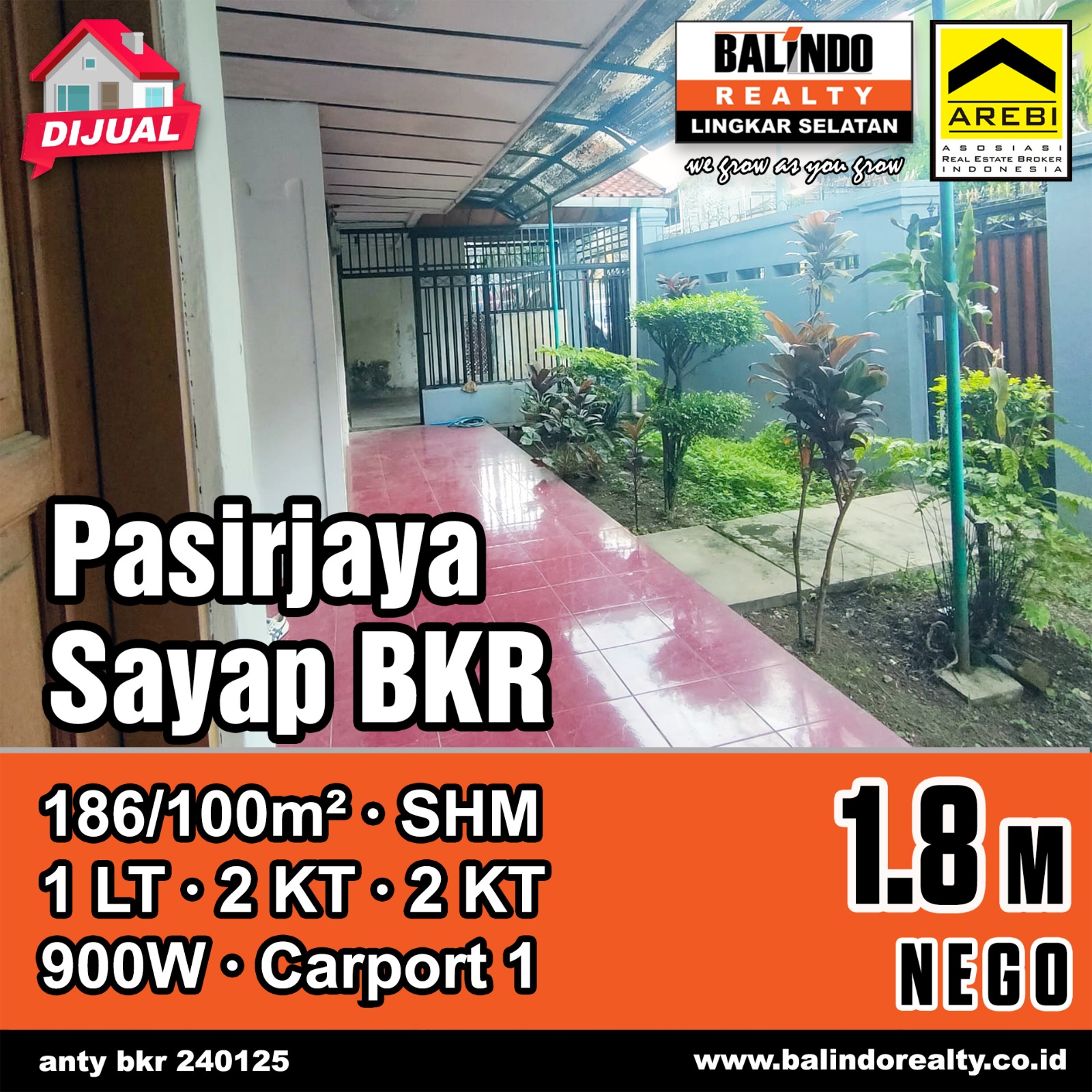 Dijual Rumah Siap Huni 1 Lantai di Pasir Jaya Sayap BKR