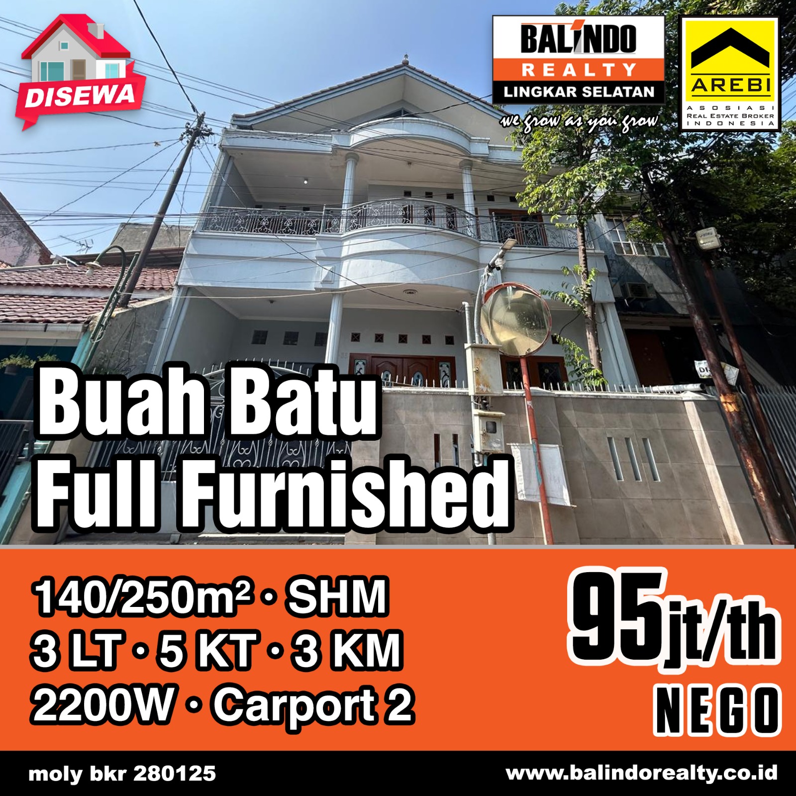 Disewaka Rumah Strategis Full Furnished di Buah Batu