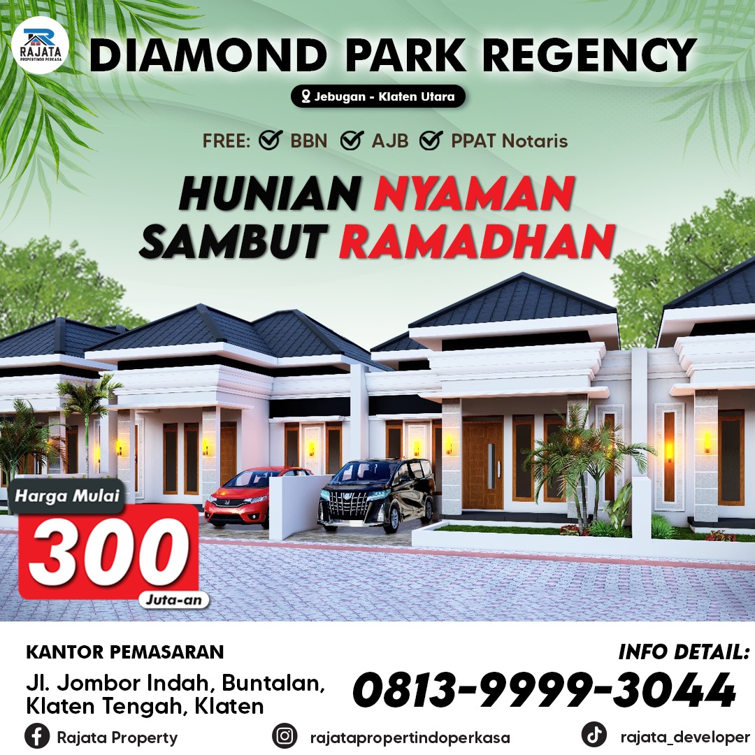Rumah Cluster Terbaik dekat dengan Gerbang Tol Klaten bisa KPR