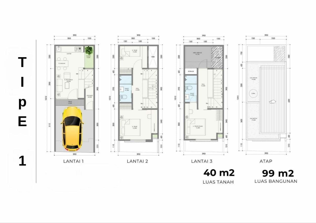 Hunian modern 3lantai Johar Baru Jakarta Pusat