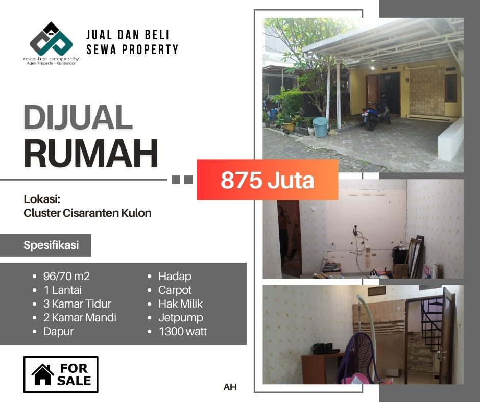 Dijual cepat rumah di Cluster Cisaranten Kulon Arcamanik Bandung