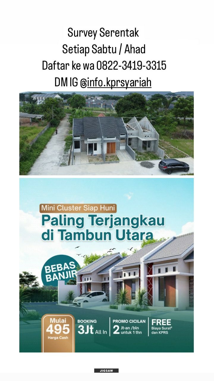 Rumah Cluster Tambun Utara Bekasi 3jt all in