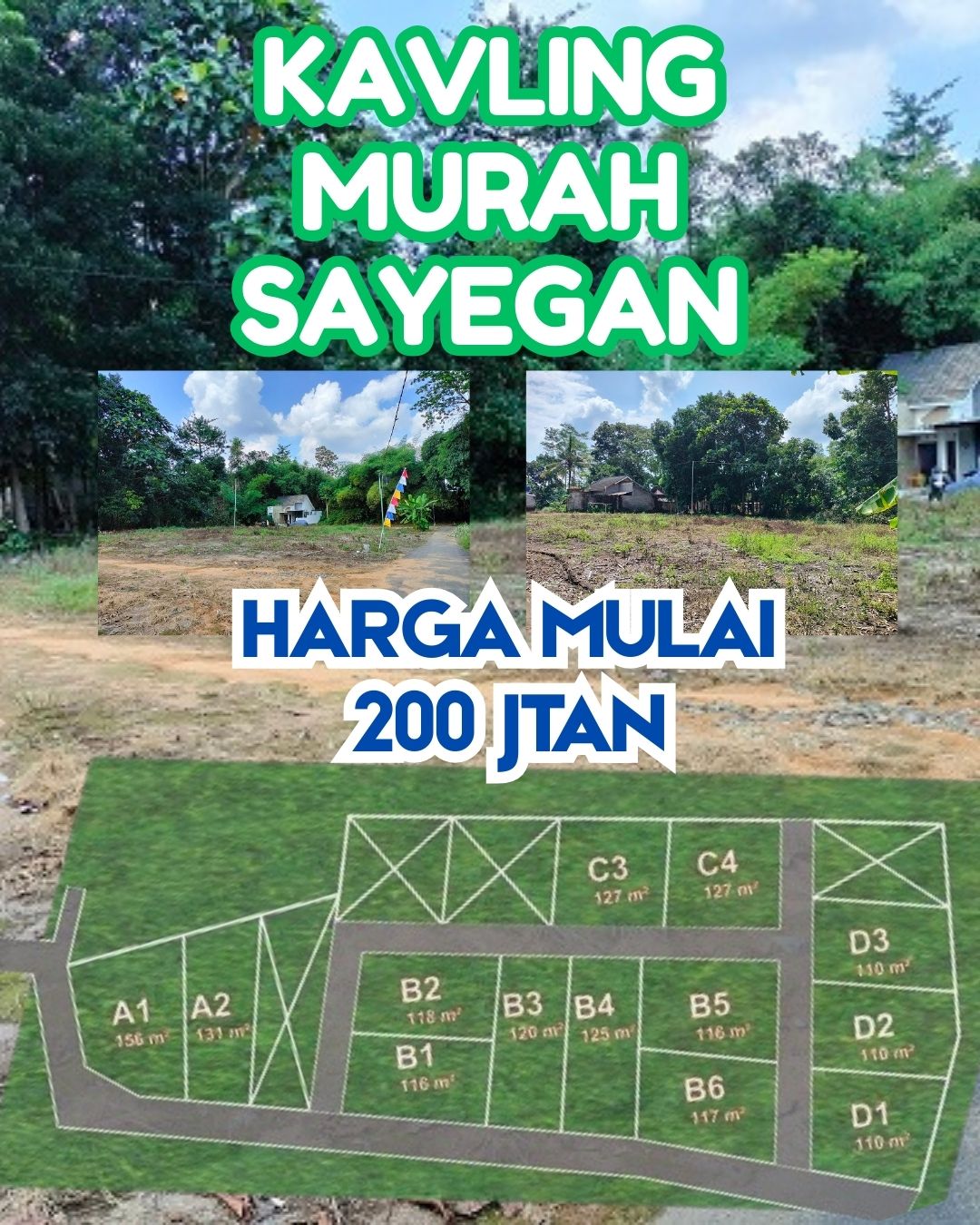 Kavlng Murah strategis siap bangun rumah di sayegan sleman