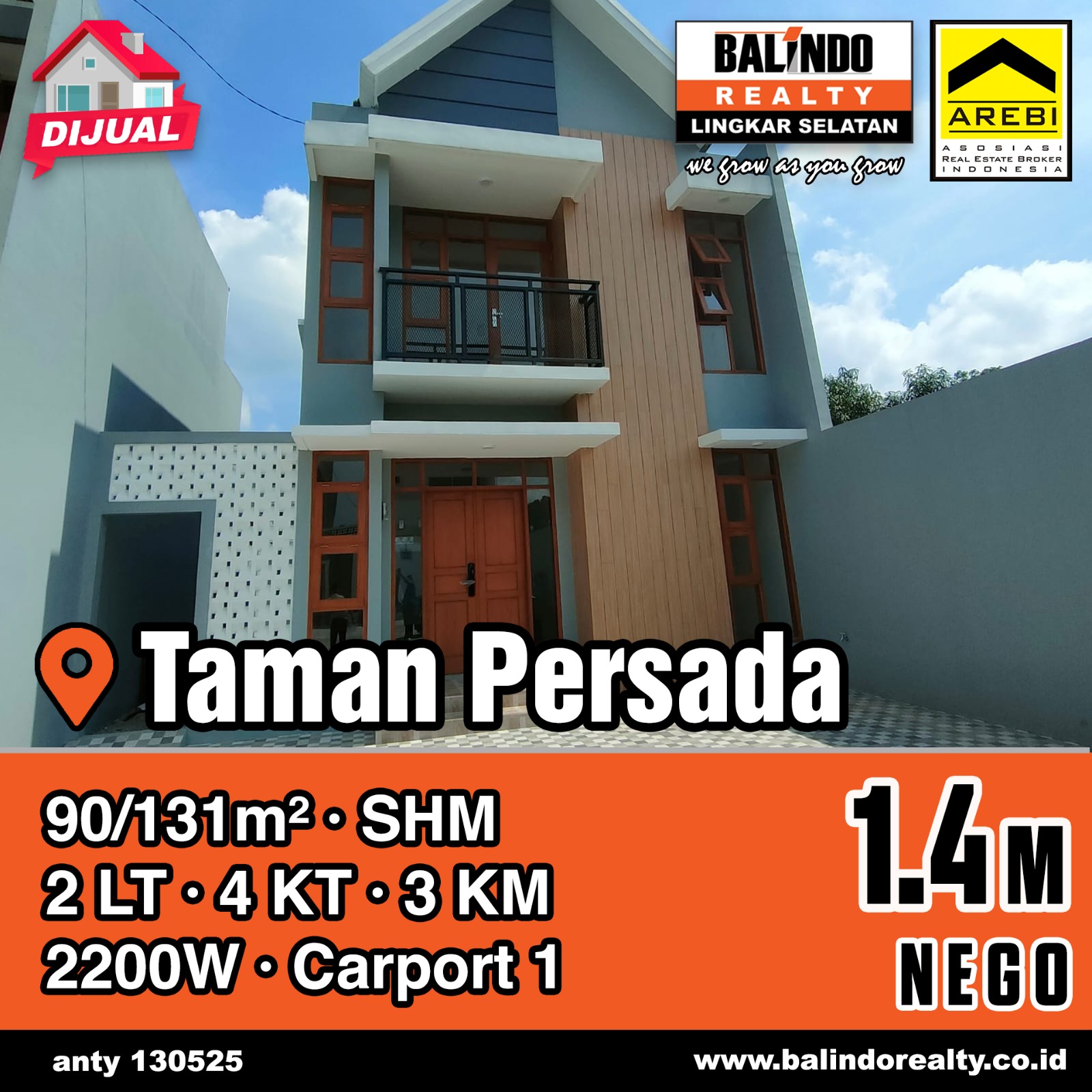 Dijual Rumah Minimalis Baru Siap Huni di Taman Persada Residence