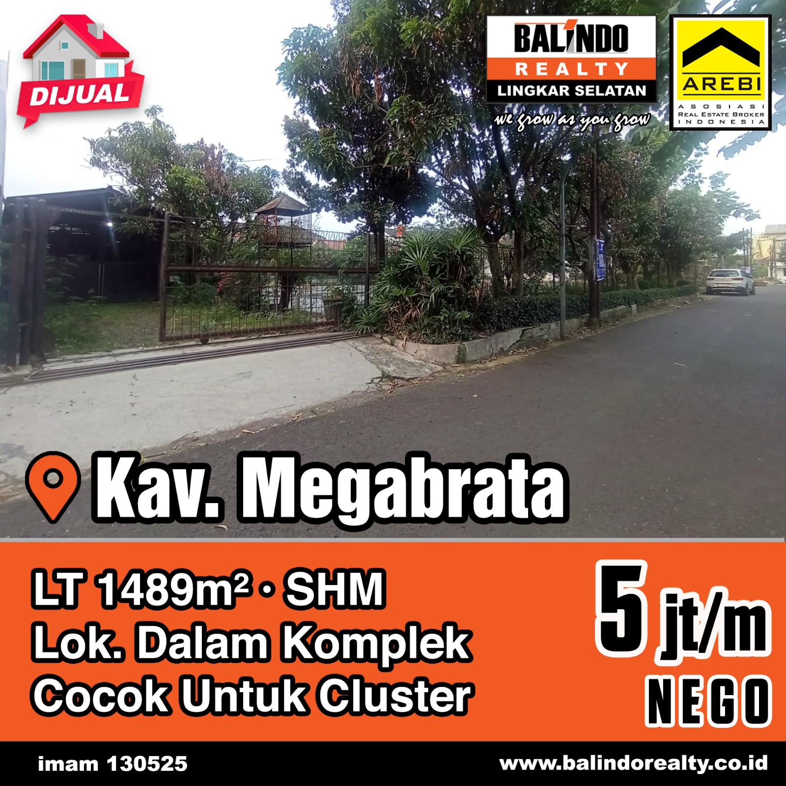 Dijual Tanah Luas Cocok untuk Cluster di Komplek Megabrata