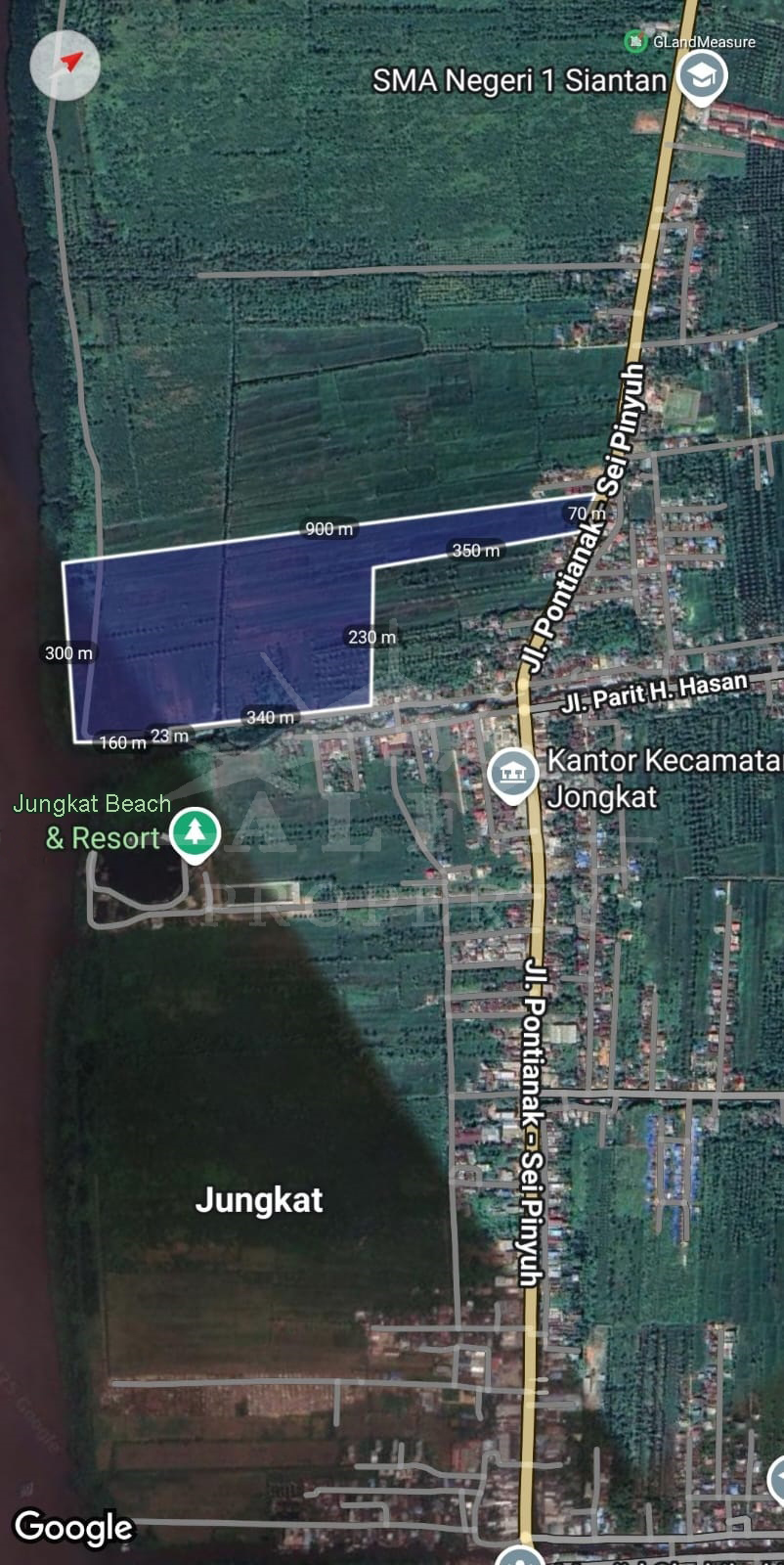 Dijual Tanah Tepi Jalan Jungkat Sampai Laut Pontianak Utara