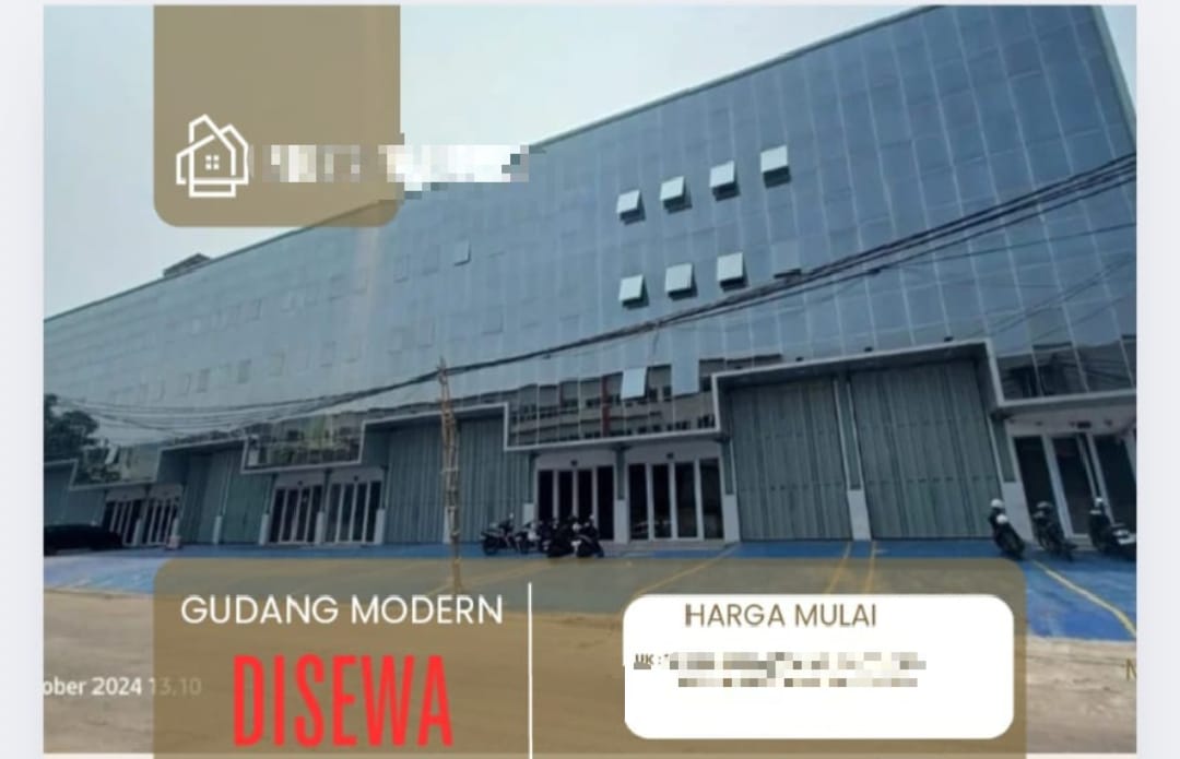 Disewakan Gudang dan Kantor 4 lantai, Kamal, Kalideres Jakarta
