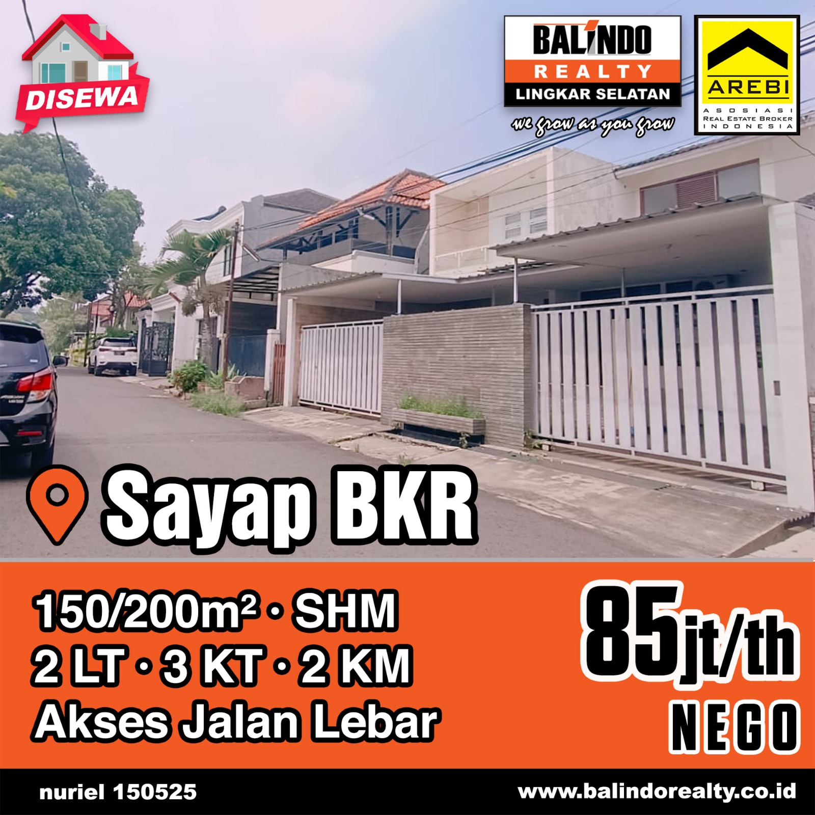 Disewakan Rumah Lokasi Strategis Akses Jalan Lebar di Sayap BKR