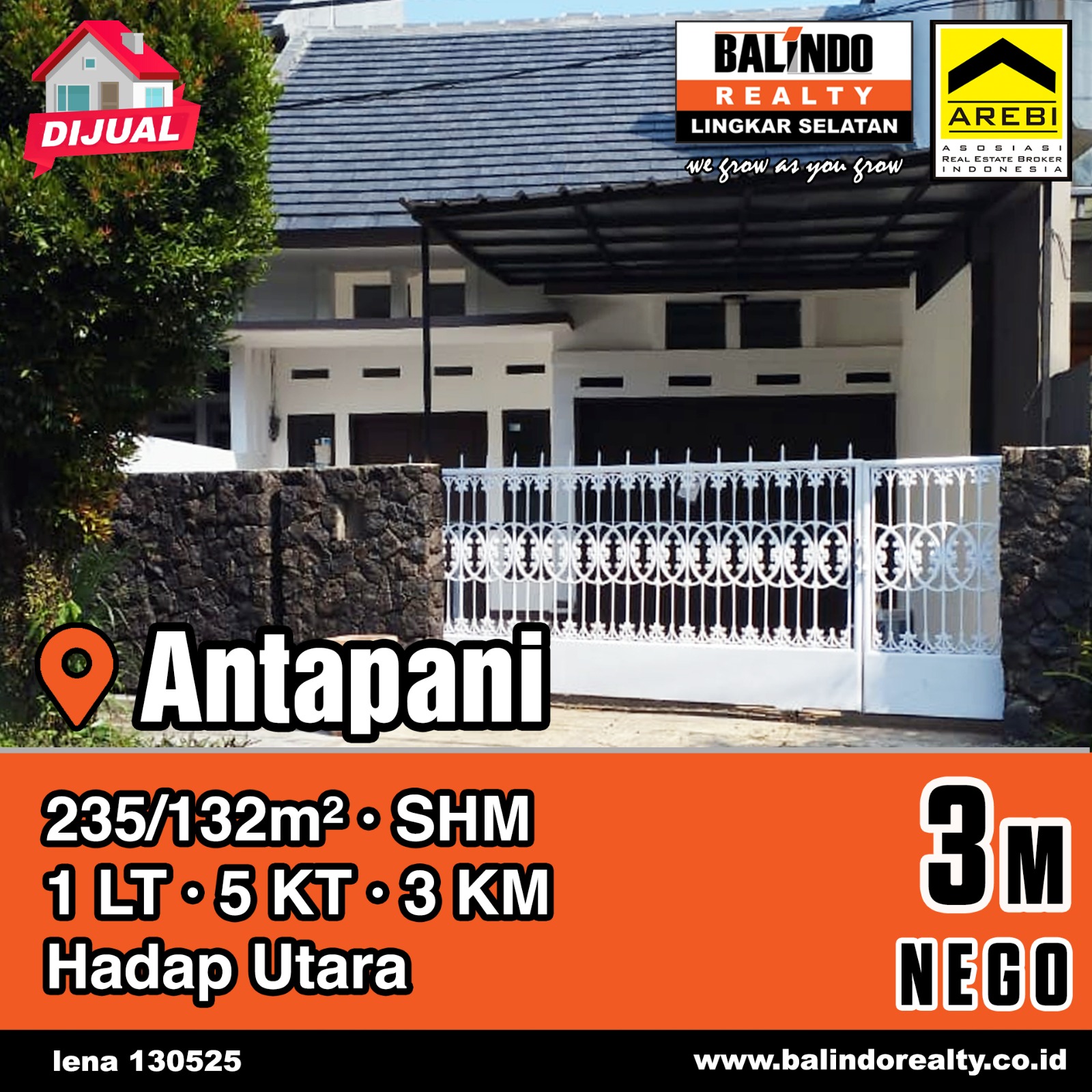 Dijual Rumah Nyaman Siap Huni Asri Hadap Utara di Antapani