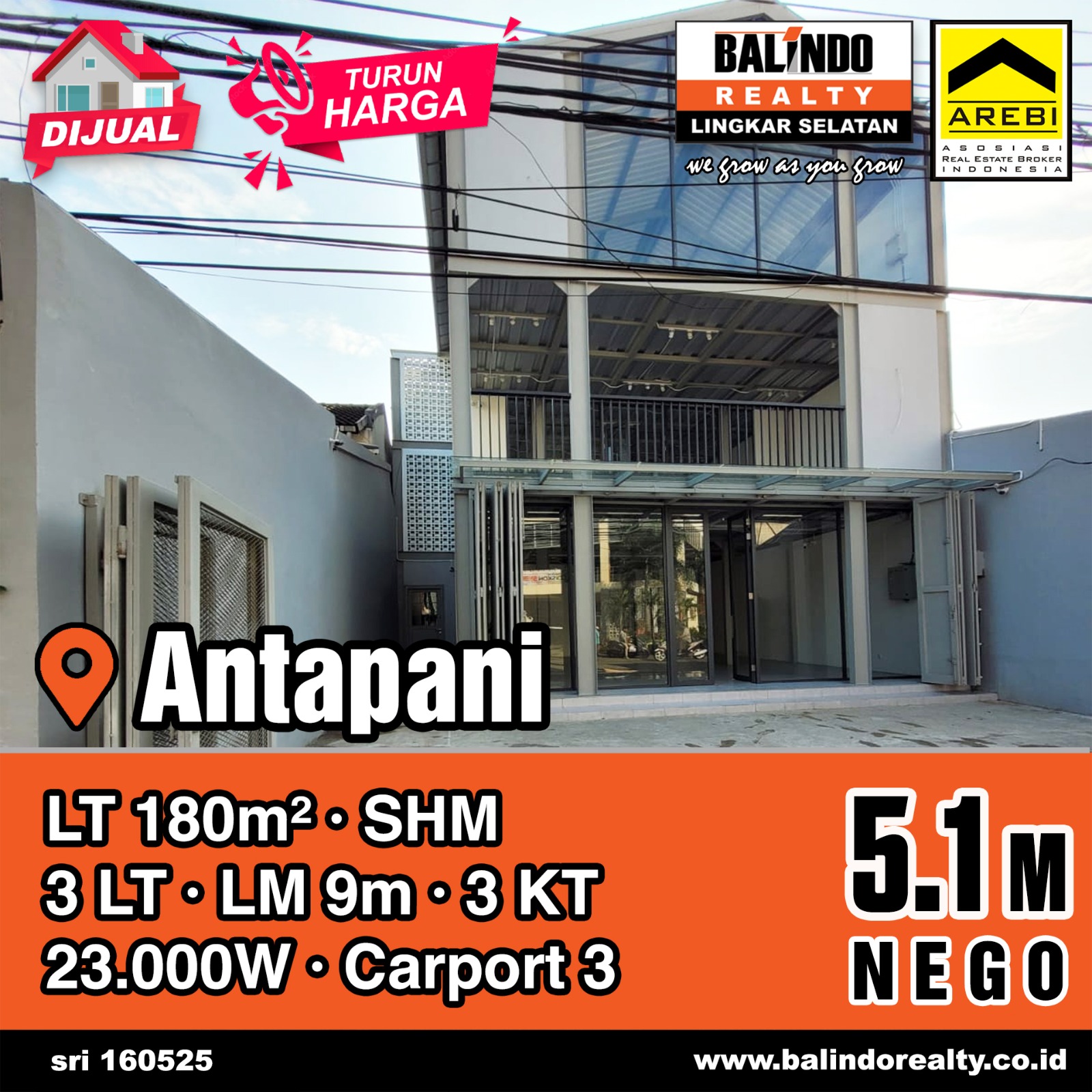 Dijual Ruko Baru Siap Huni 3 Lantai Kawasan Ramai di Antapani