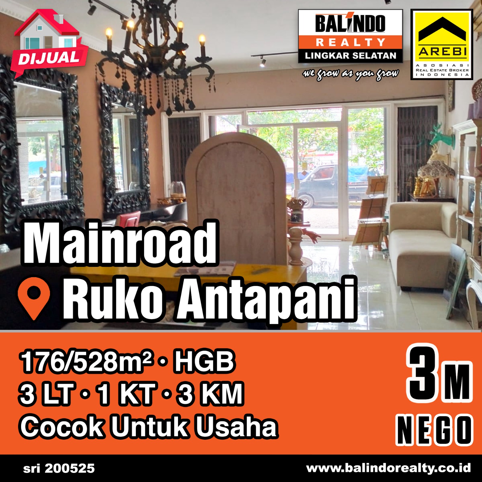 Dijual Ruko Siap Huni Strategis di Mainroad Antapani