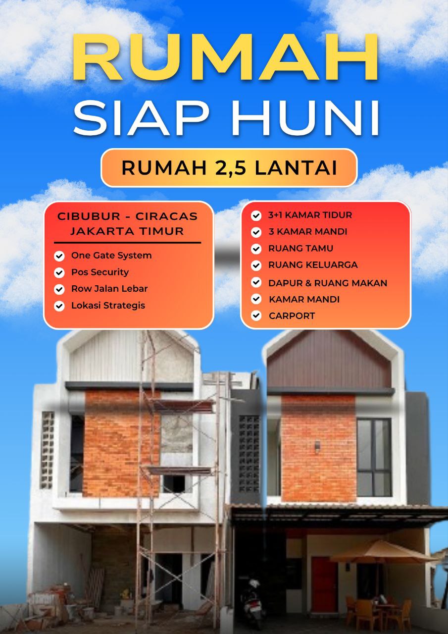 Rumah ready Cluster strategis dekat stasiun Lrt Cibubur Jakarta