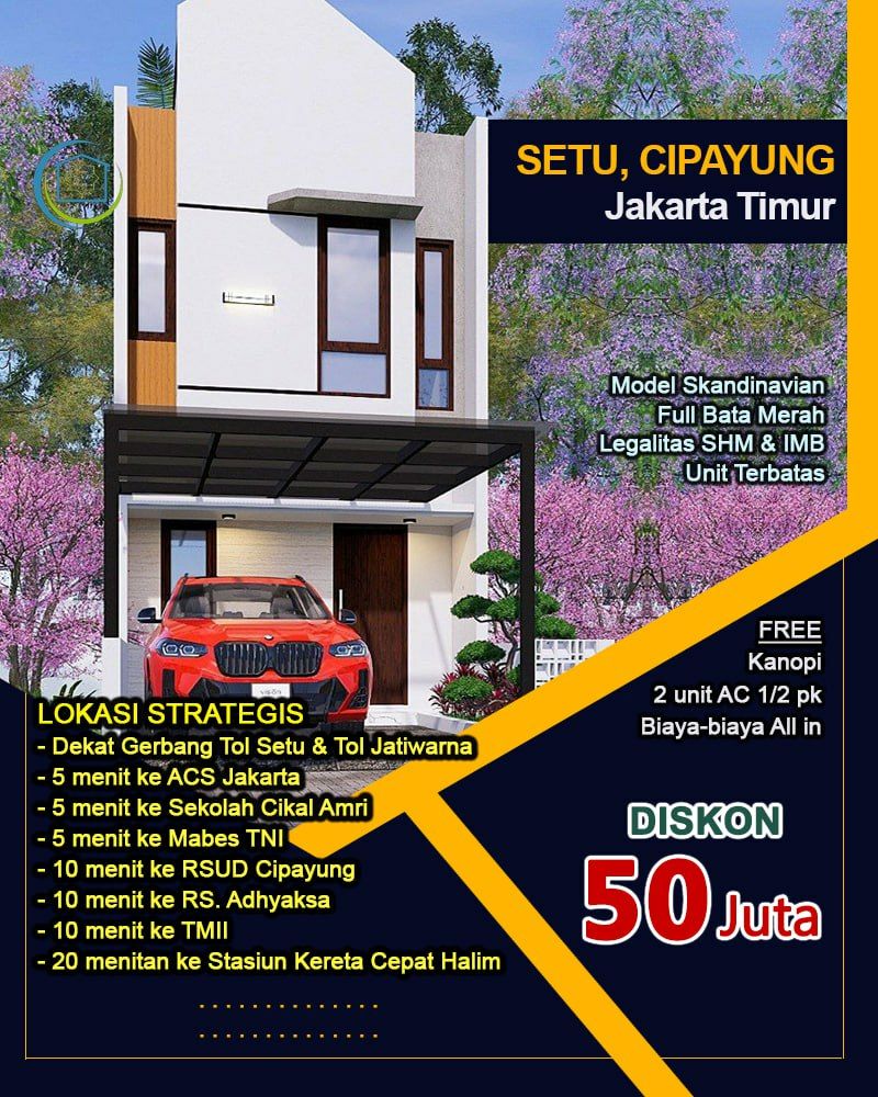 Rumah tipe minimalis Cluster Setu Cipayung Jakarta Timur