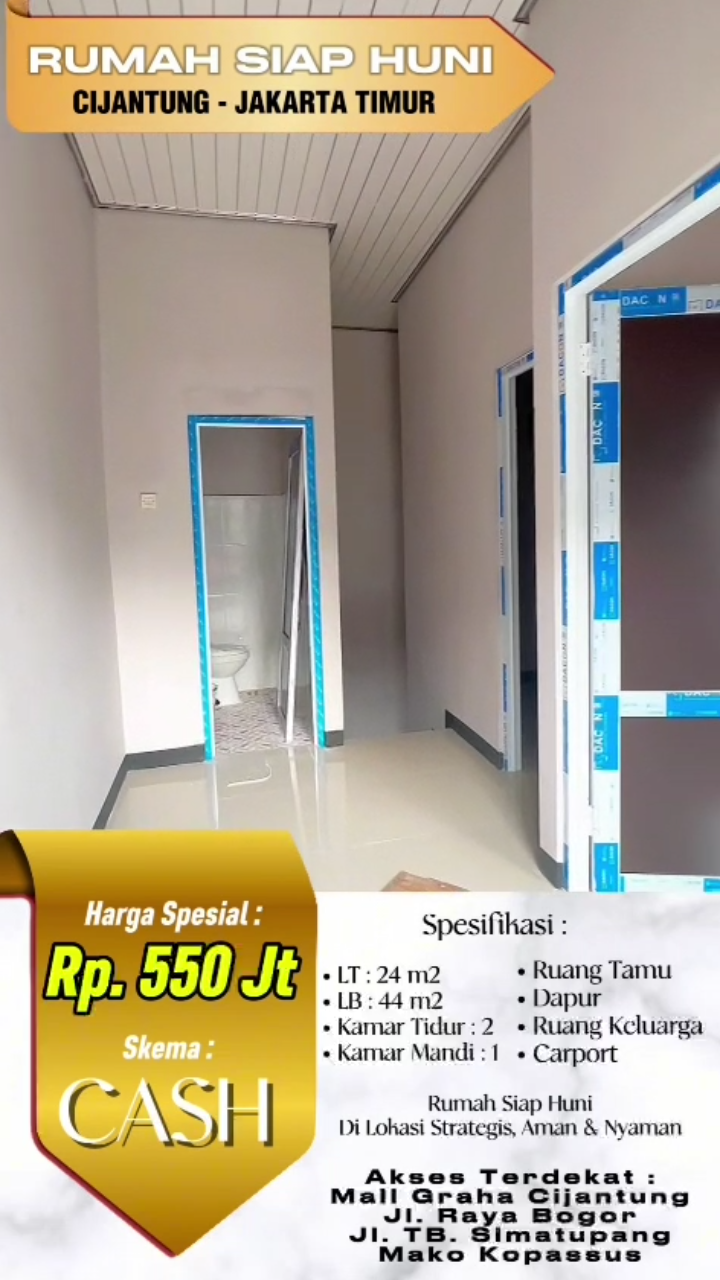 Rumah siap huni nyaman strategis di Cijantung Jakarta Timur
