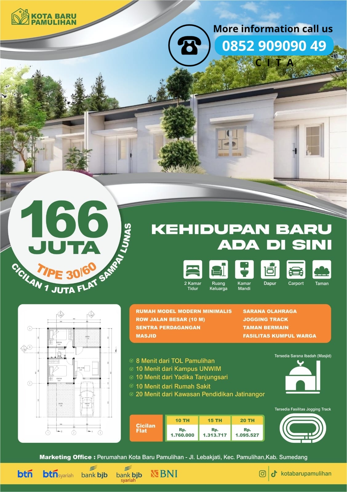 DP Promo, Cicilan Flat 1 Jt, Perumaha KOTABARU PAMULIHAN