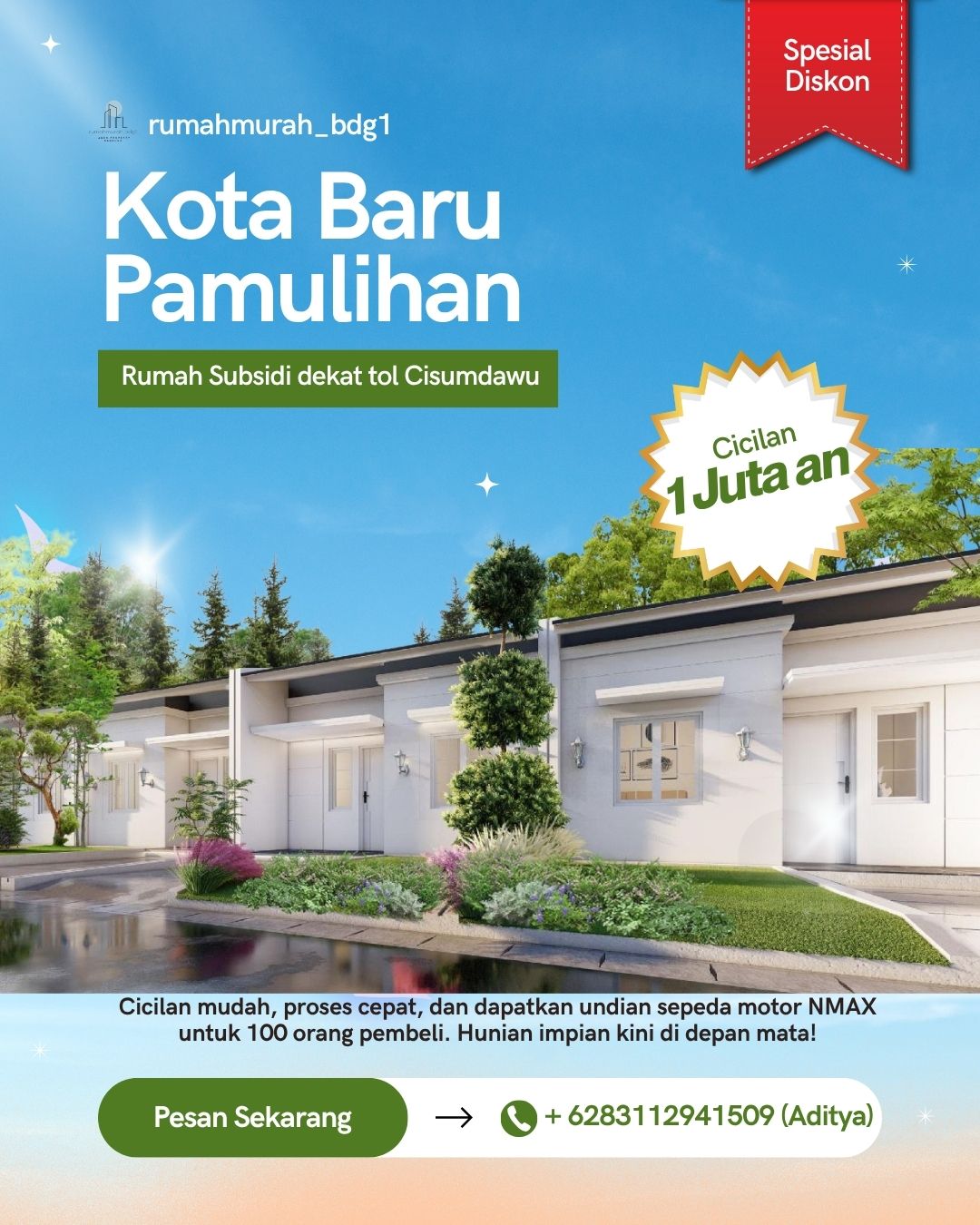 Perumahan Subsidi Minimalis Modern 5 menit kr Tol Cisumdawu