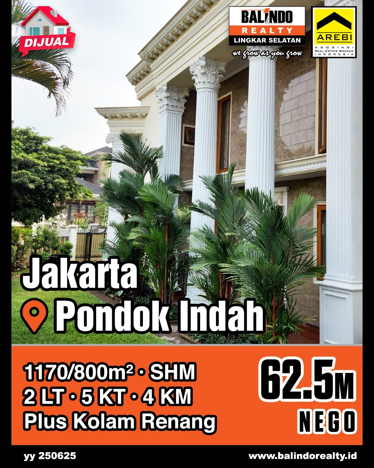 Dijual Rumah Mewah Strategis Tengah Kota di Pondok Indah