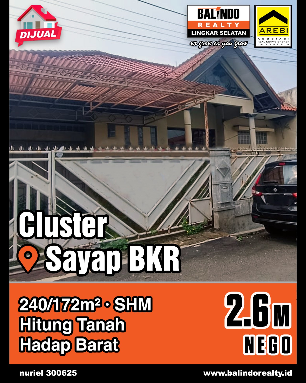 Dijual Rumah 1 Lantai di Sayap BKR