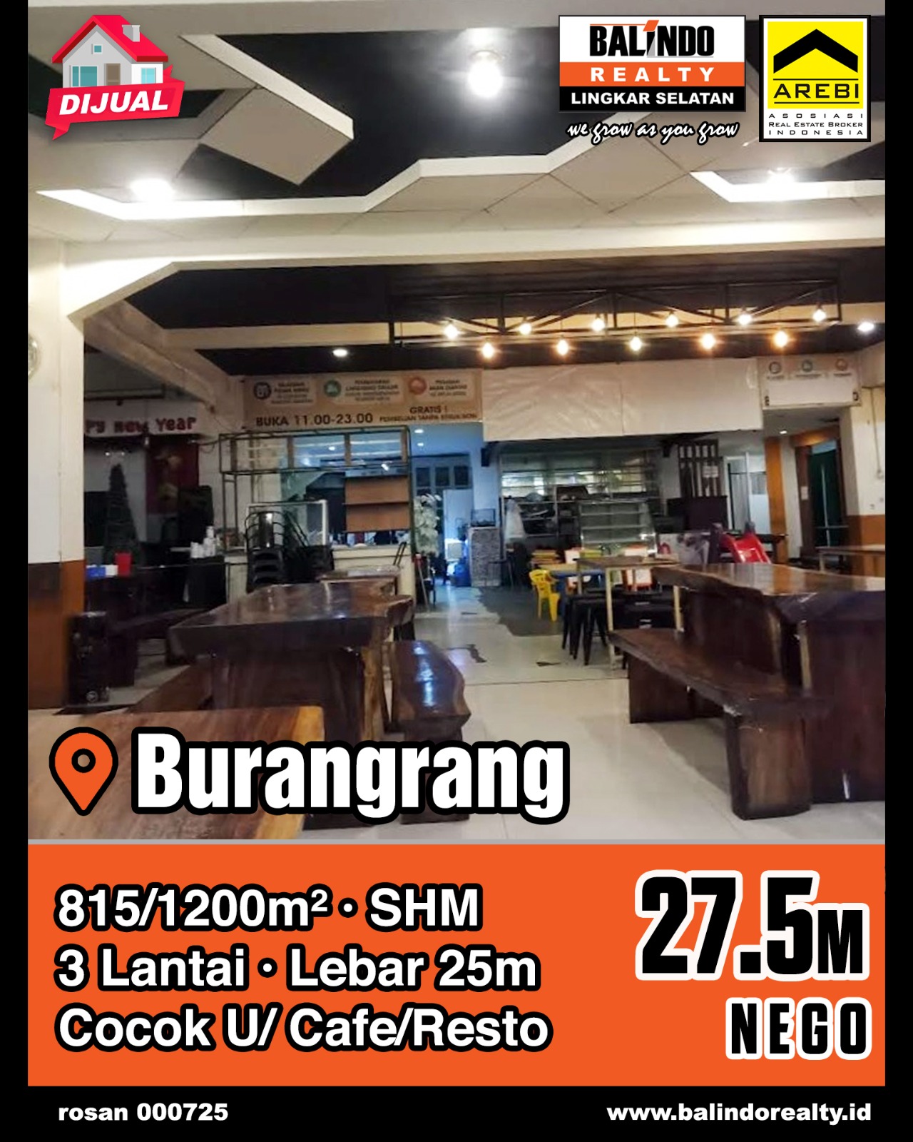 Dijual Rumah Cocok Untuk Cafe/Resto di Burangrang