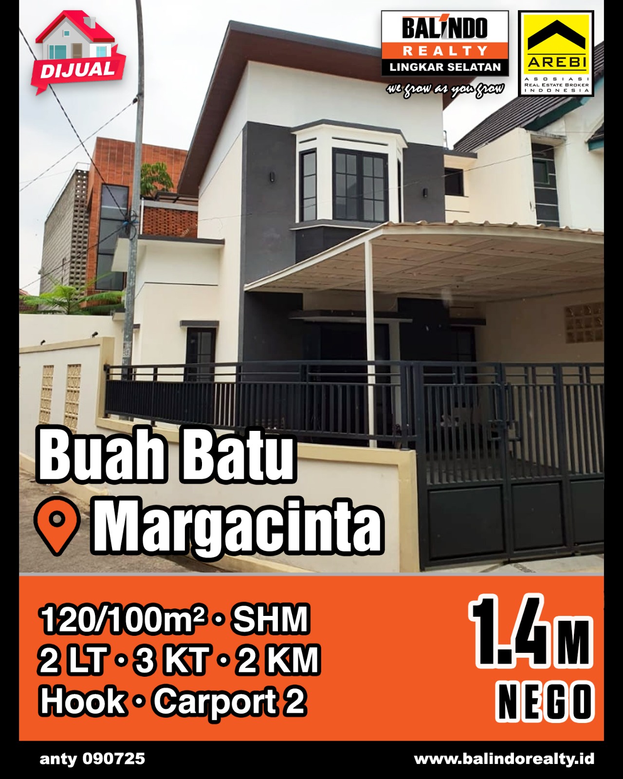 Dijual Rumah 2 Lantai Strategis Tengah Kota di Margacinta