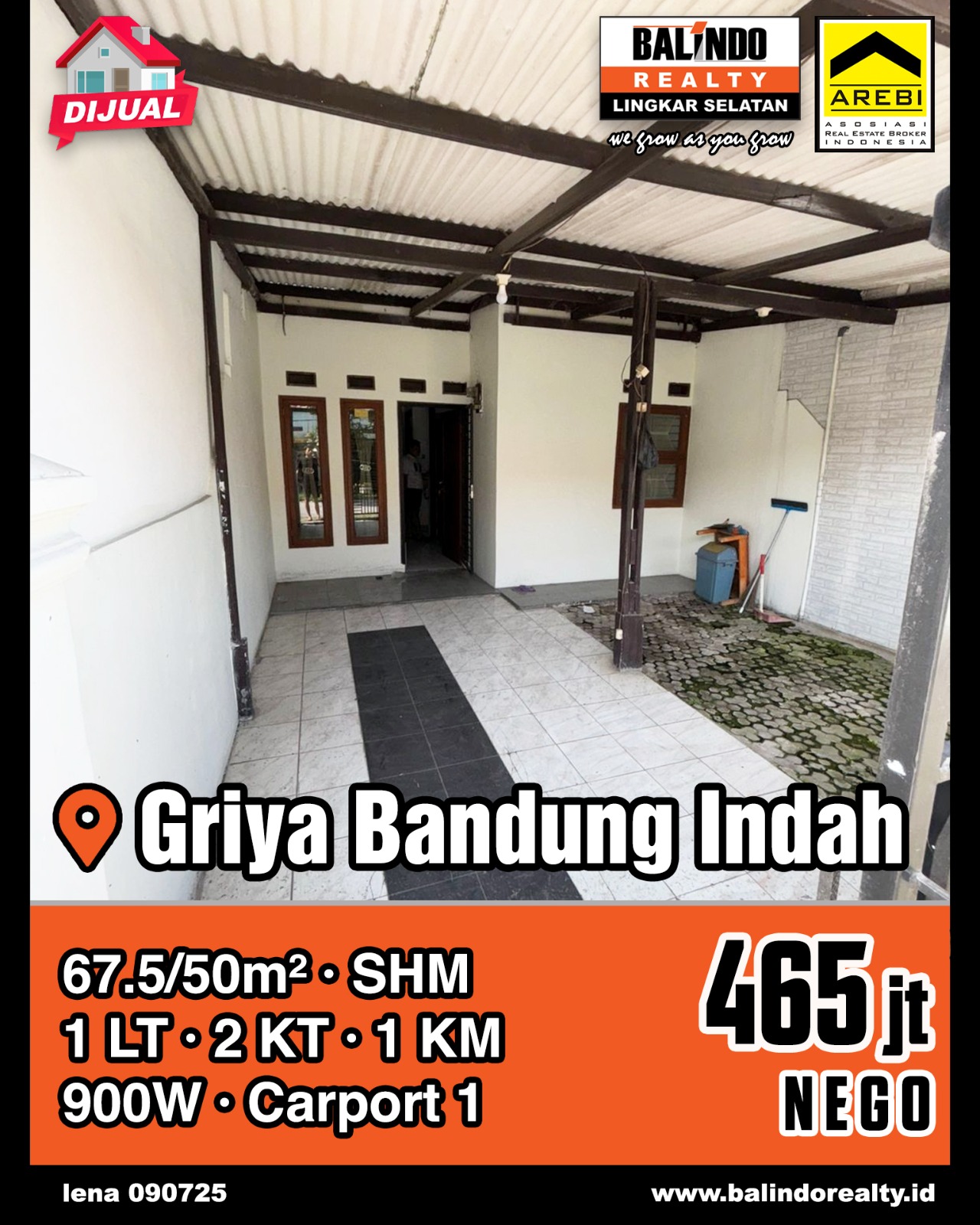 Dijual Rumah Nyaman 1 Lantai di Griya Bandung Indah