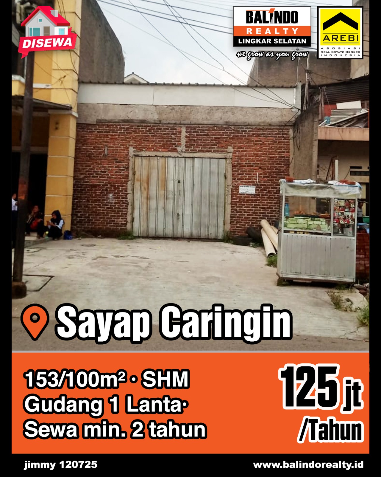 Disewakan Gudang 1 Lantai di Sayap Caringin