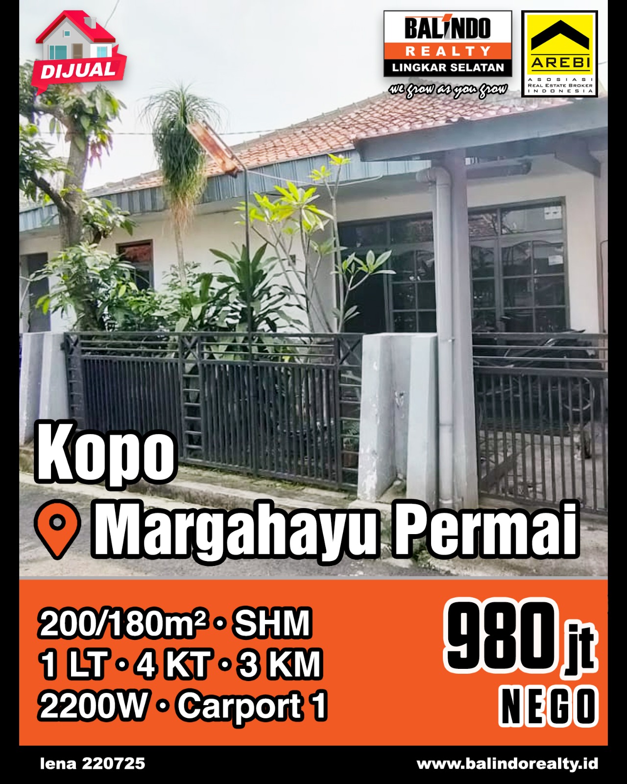 Dijual Rumah 1 Lantai Strategis Tengah Kota di Margahayu Permai