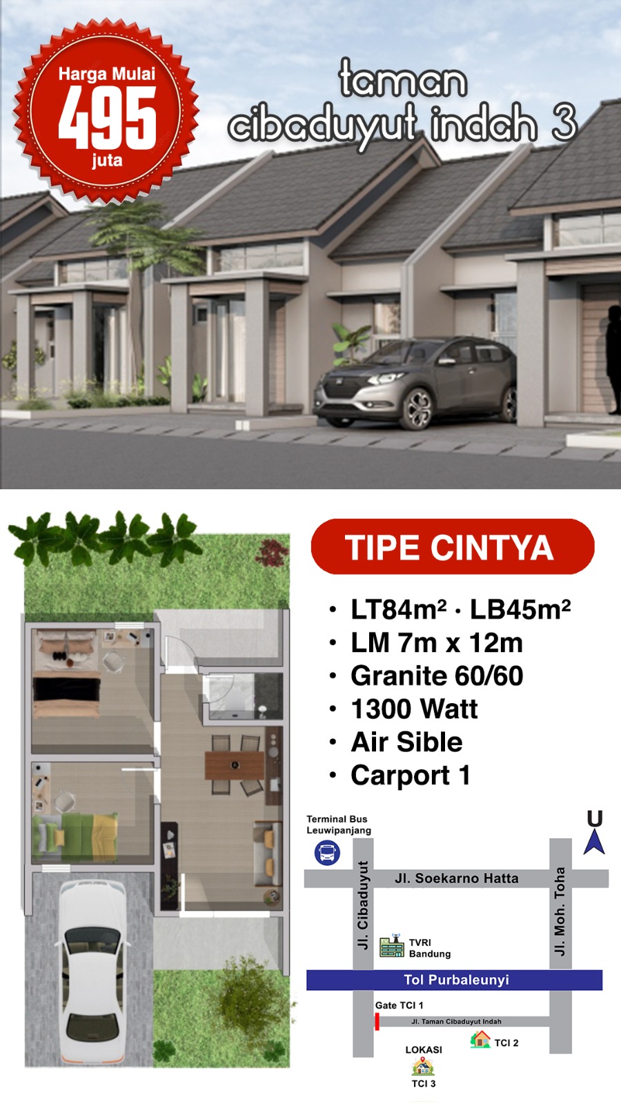 Dijual Rumah Nyaman Tipe Cintya di Taman Cibaduyut Indah 3