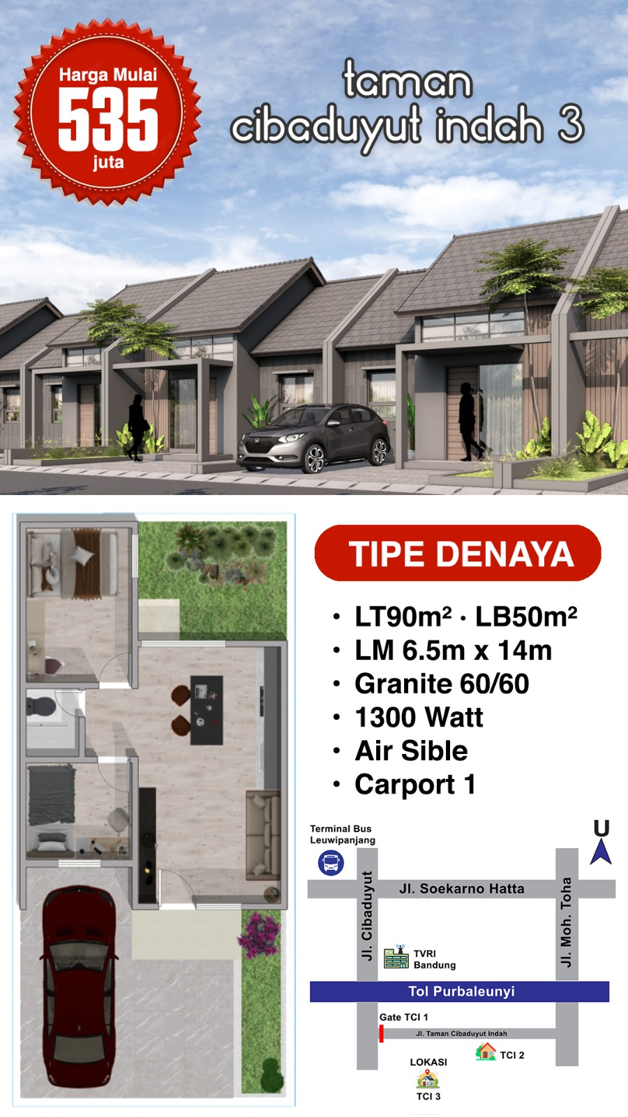 Dijual Rumah Nyaman Tipe Denaya di Taman Cibaduyut Indah 3